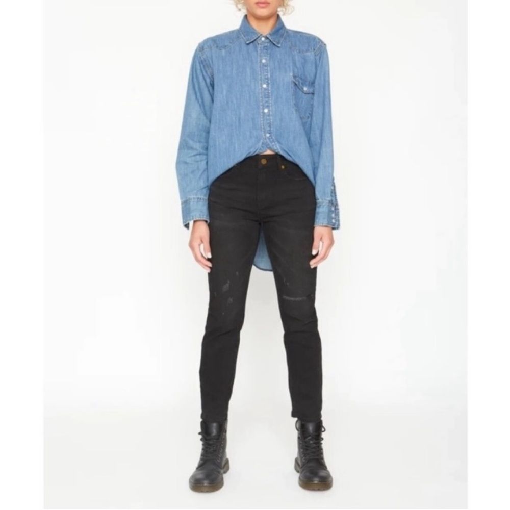 Free People x Sandrin Rose black distressed skinny jeans denim - Picture 1 of 5